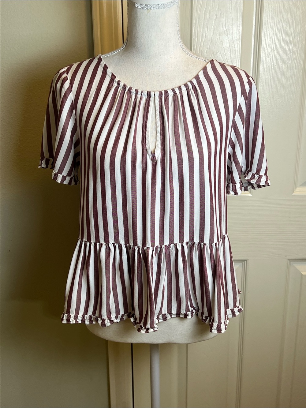 MADEWELL Stanza Striped Peplum Top